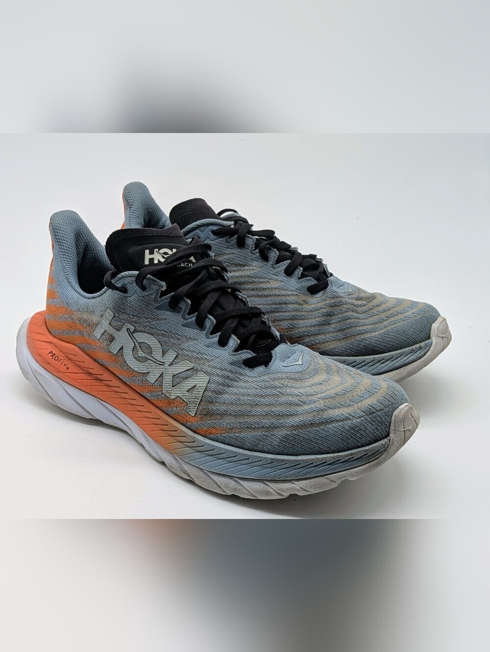 Hoka One One Mach 5 Running Shoes Men's Size 9D Blue Orange Road Running Sneaker